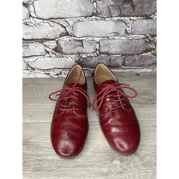 Fitflop Red Croco Leather Lace Up Comfort Oxfords Shoes Women Sz 7M US/38EU - Picture 15 of 16